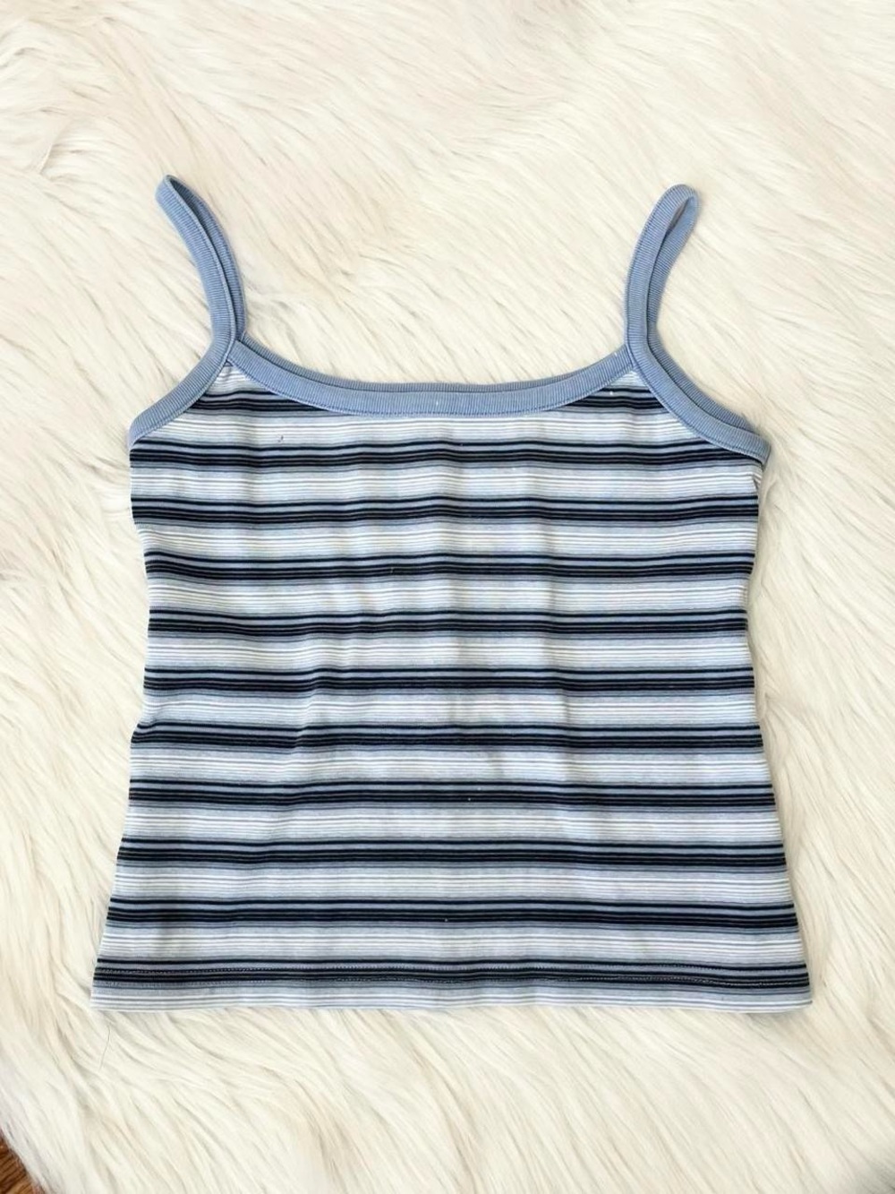 Max Rave Light Blue & Navy Striped Tank Top